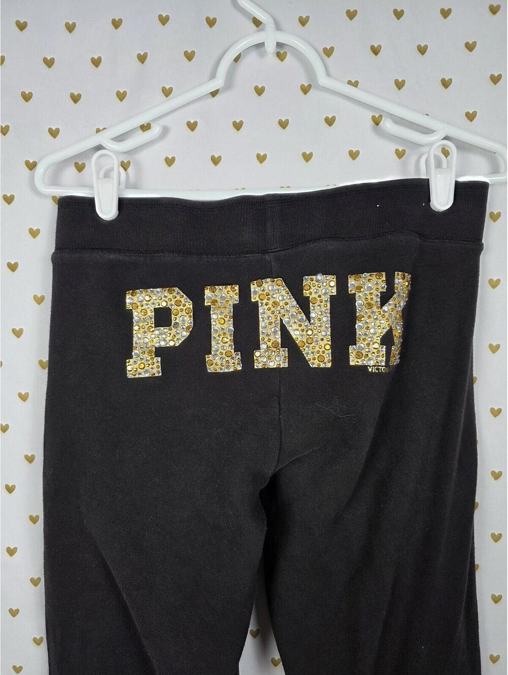 Victorias Secret PINK VINTAGE y2k Gold BLING Studded Joggers Sweatpants XS - Picture 1 of 10